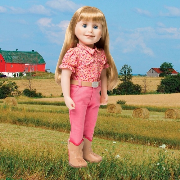 Maplelea Doll Brianne’s Cowgirl Boots with Hot Pink Trim and Embroidered Design - Picture 7 of 7